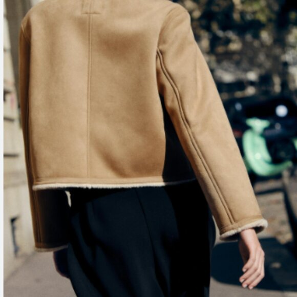 ✨ ZARA Double-Faced Gold Buttons Jacket – Taupe Brown – Size S – NWT - Picture 2 of 11